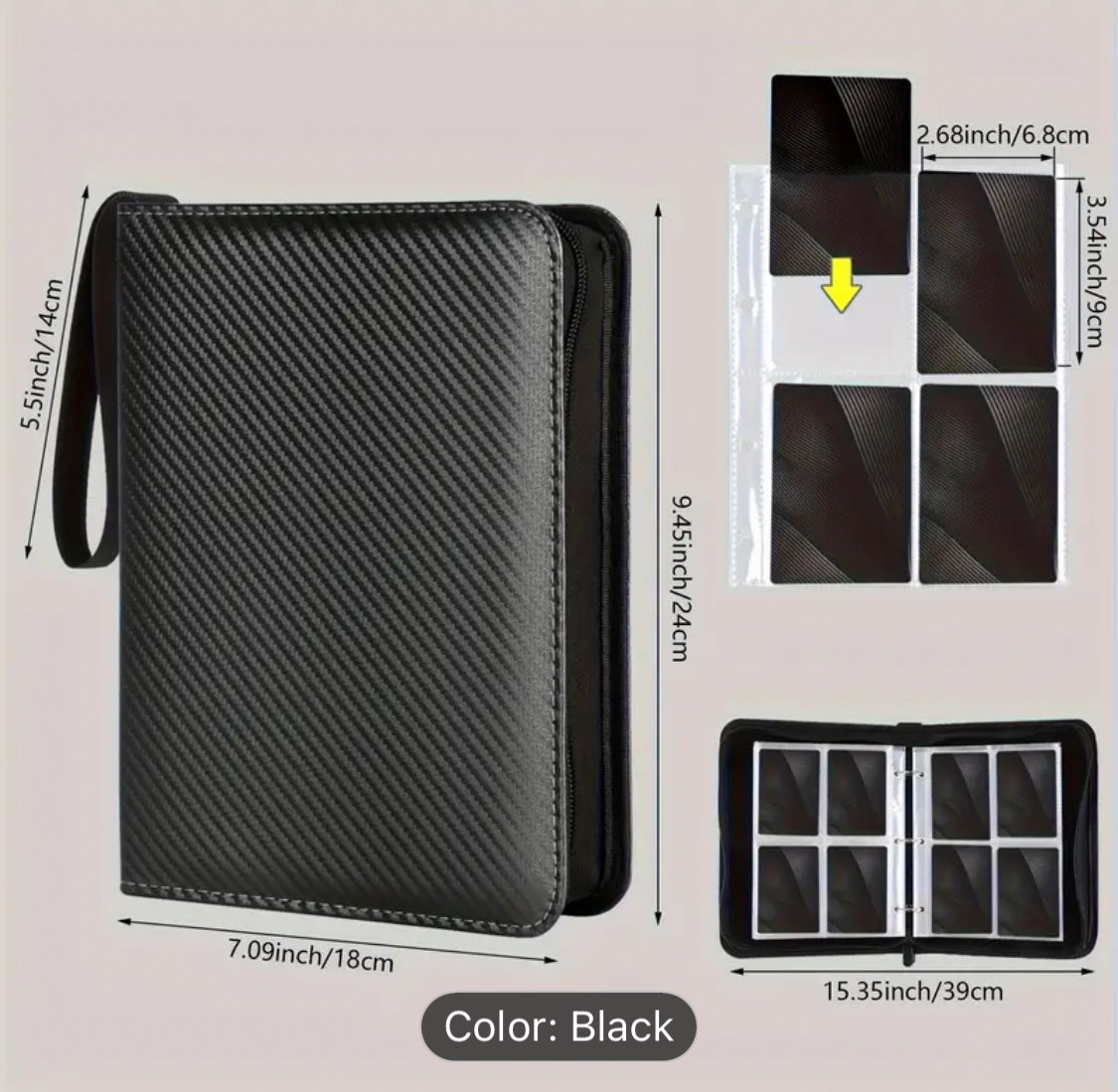 Faux Leather Trading Card Organiser 400 Dual Sided Pockets